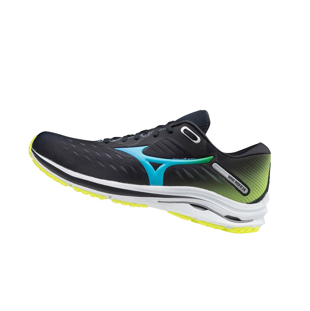 Zapatillas Running Mizuno Wave Rider 24 Mujer Black/Blue Turquoise/Yellow | 46538-AWER