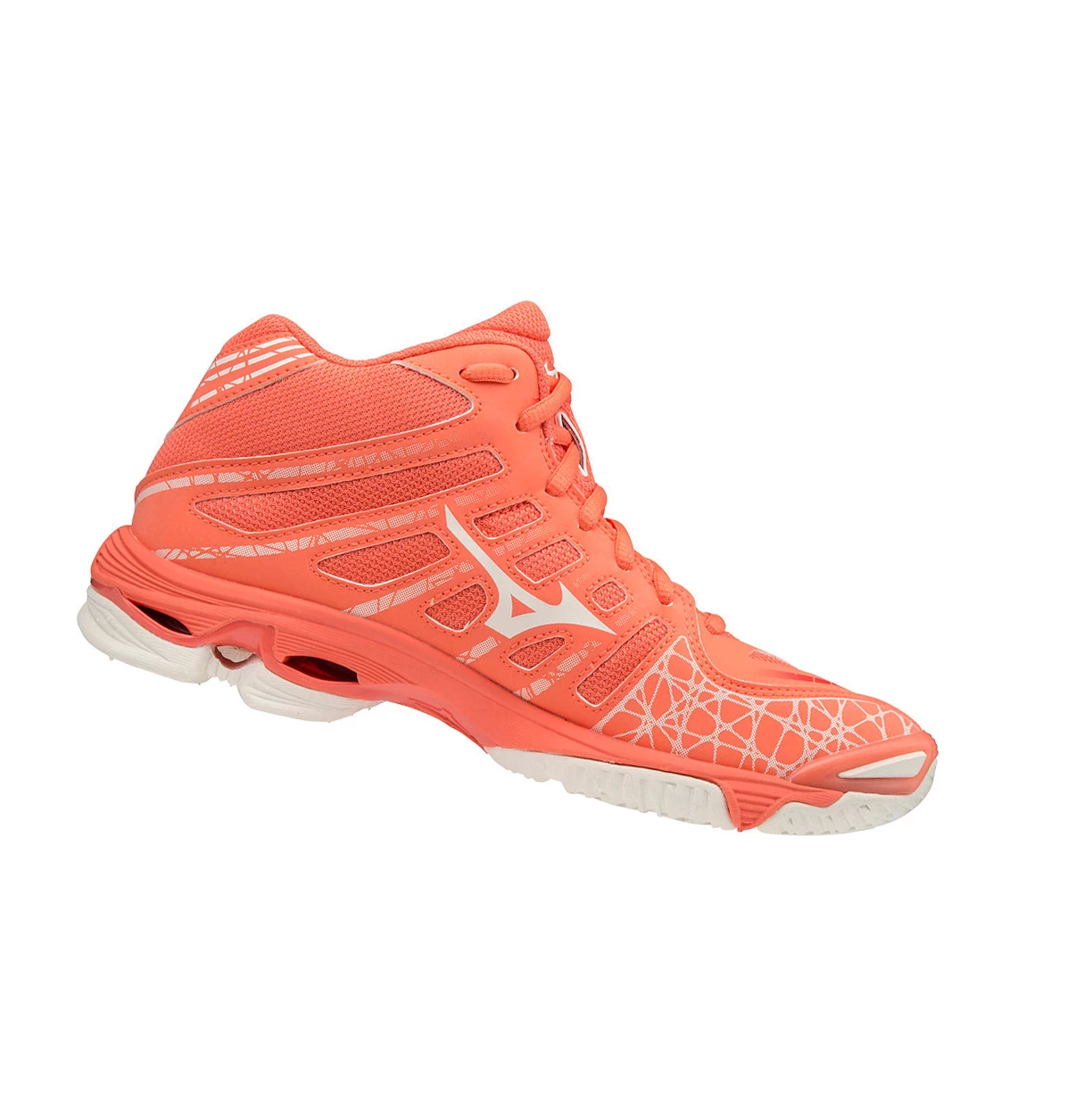 Zapatillas de Voleibol Mizuno Wave Voltage Mid Mujer Coral/white | 41287-GYLS