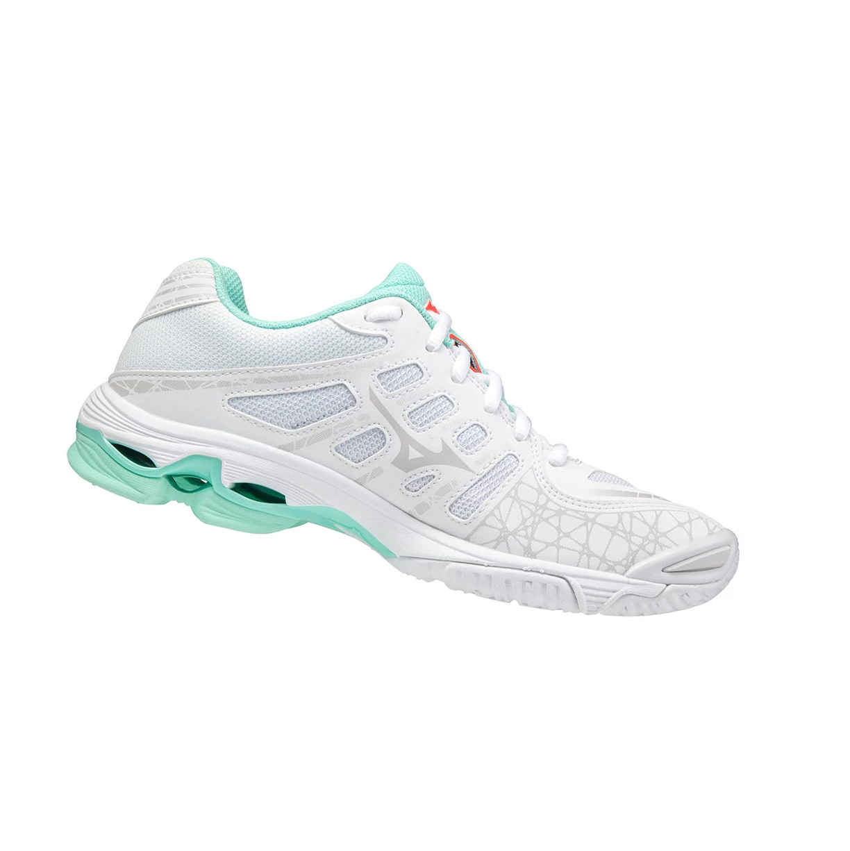 Zapatillas de Voleibol Mizuno Wave Voltage Mujer White/Coral | 91607-XUJE