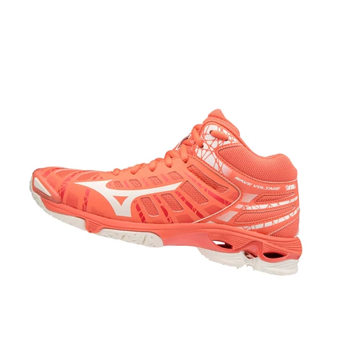 Zapatillas de Voleibol Mizuno Wave Voltage Mid Mujer Coral/white | 41287-GYLS