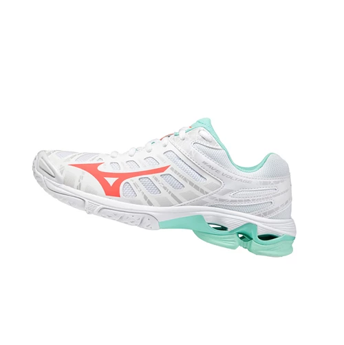 Zapatillas de Voleibol Mizuno Wave Voltage Mujer White/Coral | 91607-XUJE